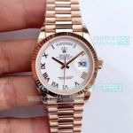 Swiss 3255 Rolex Presidential Day Date Watch Rose Gold White Dial EWF